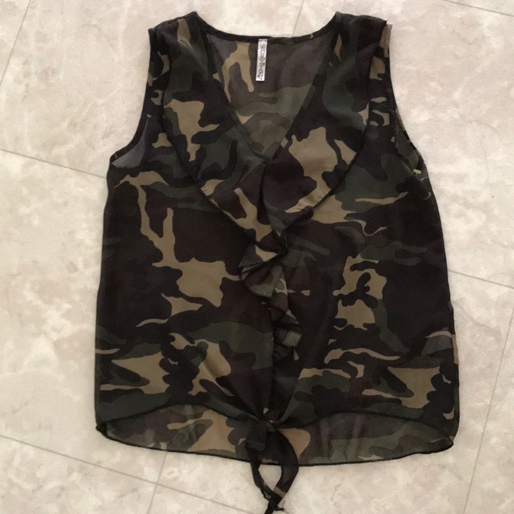 *flash Camo Sheer Top S